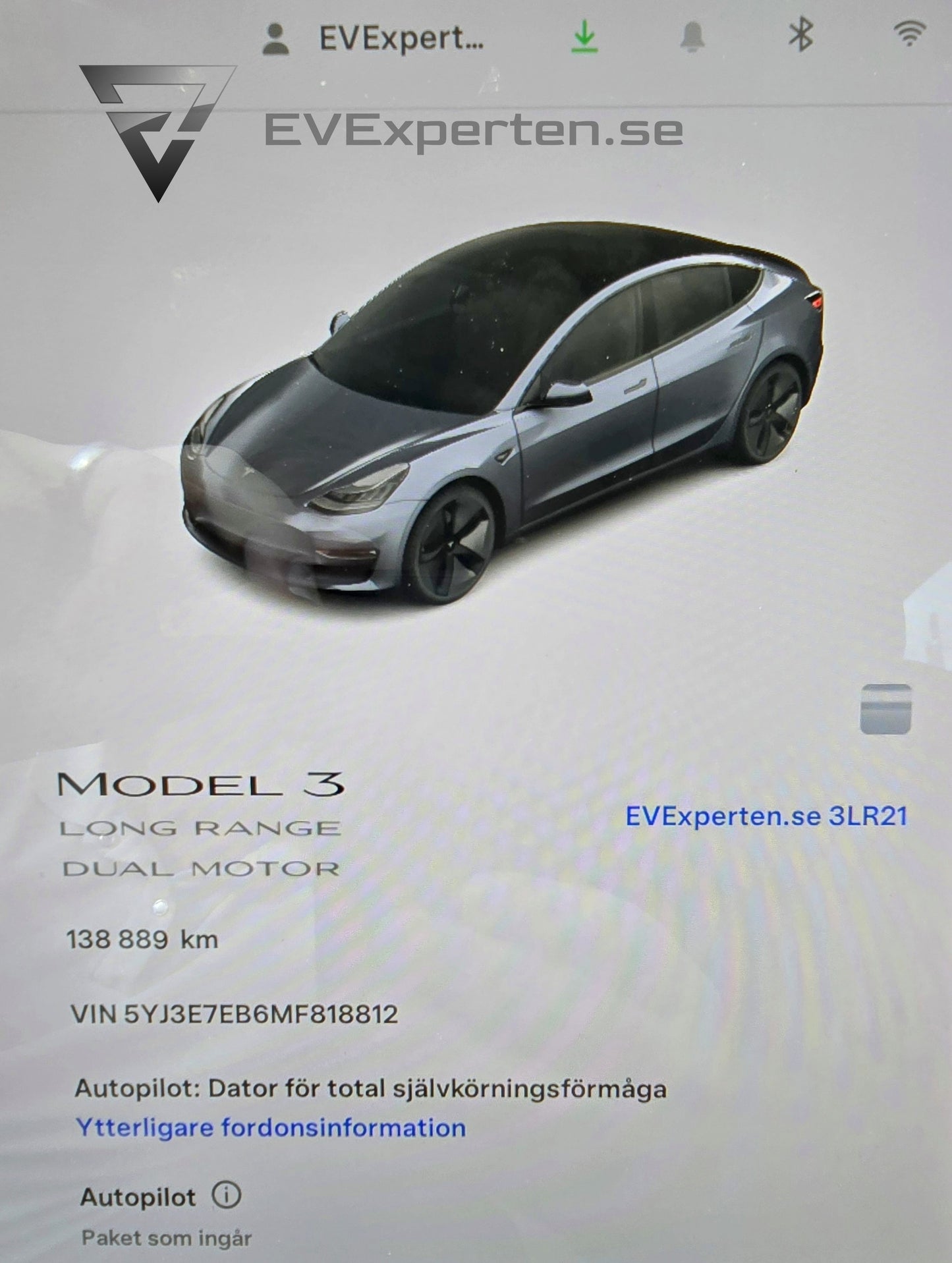 Reservationsavgift - Tesla Model 3 Long Range - Refresh och Drag - 2021